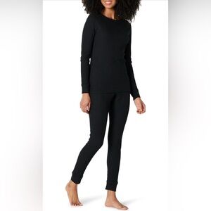 Amazon Essentials Womens Waffle Snug Fit Pajama Set- Black - US XS